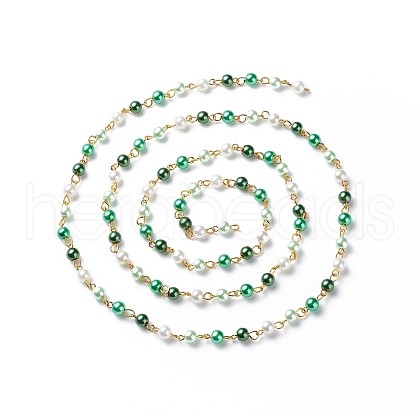 Handmade Glass Pearl Round Beaded Chains AJEW-SZ0002-40D-1
