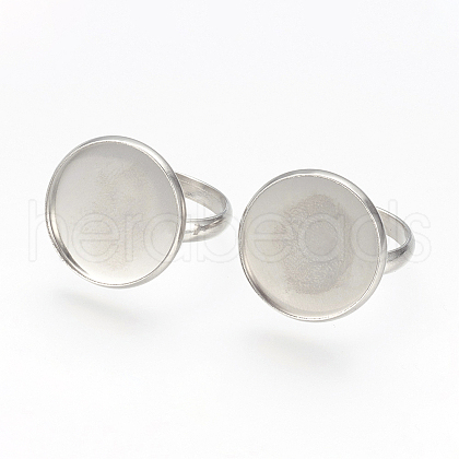 Tarnish Resistant Adjustable 304 Stainless Steel Finger Rings Components STAS-E144-026-18mm-1