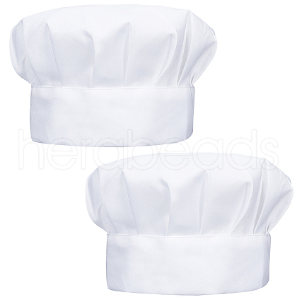 CREATCABIN 2Pcs Adjustable Polycotton Chef Hat AJEW-CN0002-25A-1