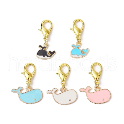 Whale Alloy Enamel Pendant Decoration HJEW-JM01485-1