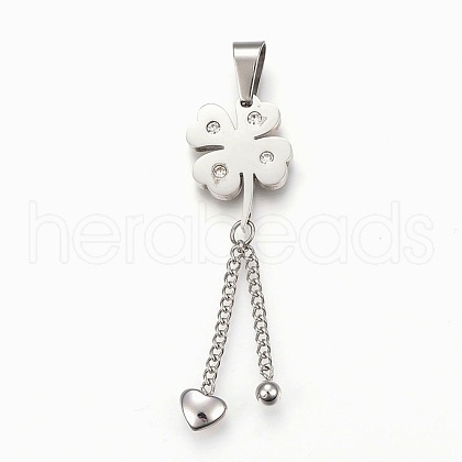304 Stainless Steel Rhinestone Big Pendants STAS-F168-41P-1
