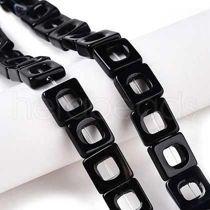 Dyed & Heated Natural Black Agate Beads Strands G-N342-102C-1