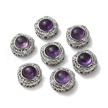 Brass Pave Natural Amethyst Multi-Strand Links KK-D366-01P-D-1