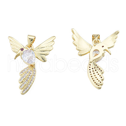 Brass Micro Pave Clear Cubic Zirconia Pendants ZIRC-N039-262-1