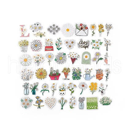 50Pcs 50 Styles Flower Theme PET Stickers Sets STIC-P003-04-1