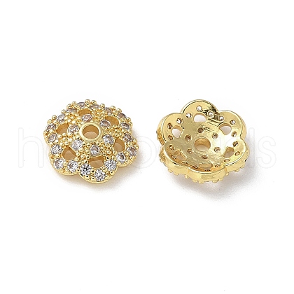 Brass Clear Cubic Zirconia Bead Caps KK-A236-15B-G-1
