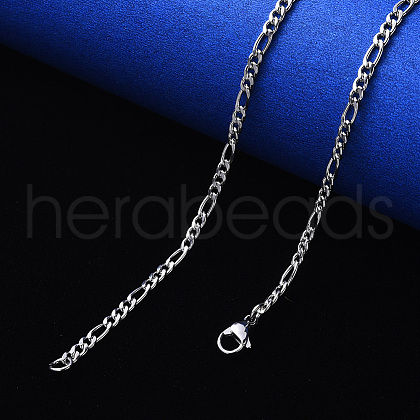 Non-Tarnish 304 Stainless Steel Figaro Chain Necklaces NJEW-S420-003C-P-1