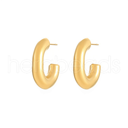 304 Stainless Steel Ring Stud Earrings EA4595-3-1