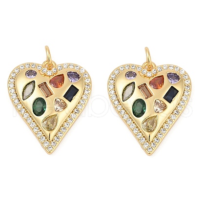Brass Micro Pave Cubic Zirconia Pendants KK-U058-28G-1