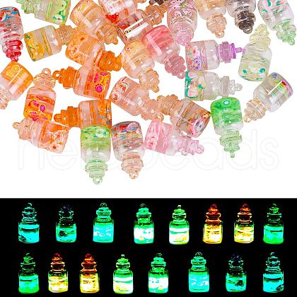 50Pcs Transparent Glass Bottle Pendants JX873A-1