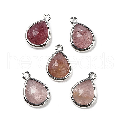 Natural Strawberry Quartz Faceted Pendants G-U019-05P-06-1
