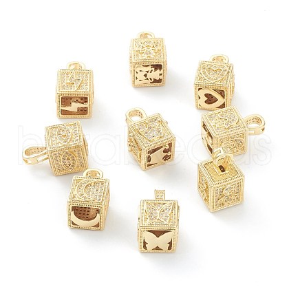 Brass Micro Pave Clear Cubic Zirconia Pendants ZIRC-J041-17-1