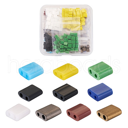Craftdady 500Pcs 10 Colors 2-Hole Glass Seed Beads SEED-CD0001-02A-1