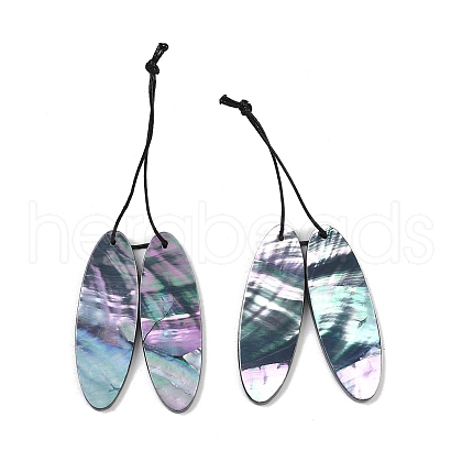 2Pcs Natural Black Lip Shell Pendants FIND-Z079-01A-1
