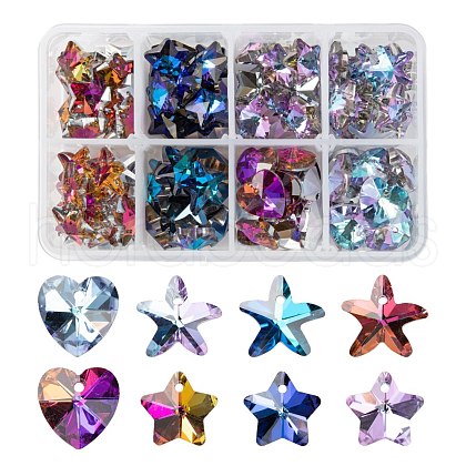 120Pcs 8 Style Electroplate Glass Pendants GLAA-LS0001-04-1