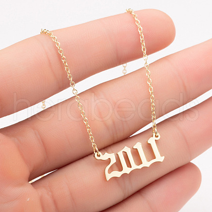 2011 Birth Year Number 201 Stainless Steel Pendant Cable Chain Necklaces FS-WGB5F08-50-1