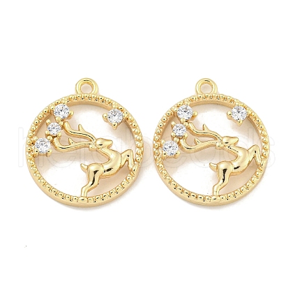 Brass Micro Pave Clear Cubic Zirconia Pendants KK-S386-18G-1