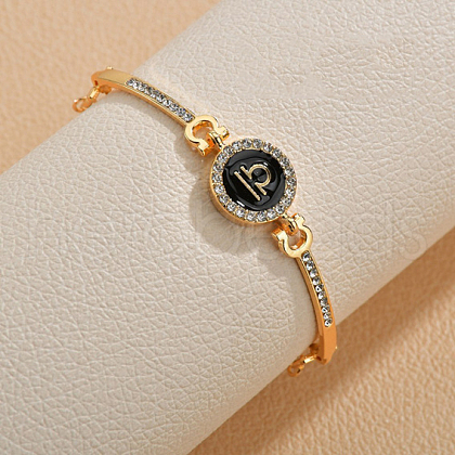 12 Constellations Golden Alloy Rhinestone Bangles for Women WG283F1-07-1