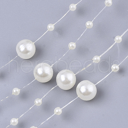 ABS Plastic Imitation Pearl Beaded Trim Garland Strand SACR-T354-01G-1