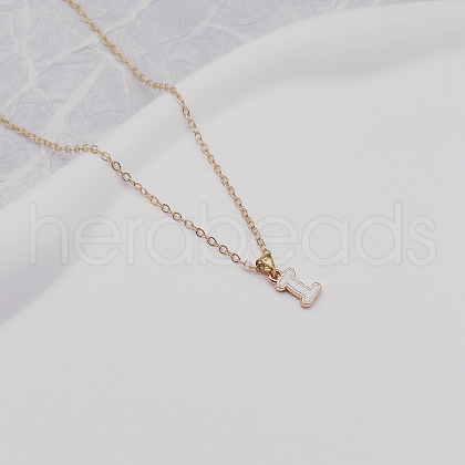 Alloy White Enamel Initial Pendant Necklaces WG51722-07-1
