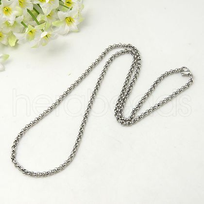 Tarnish Resistant Valentines Day Gift Ideas for Husband Men's Rolo Chain Necklaces 304 Stainless Steel Necklaces X-NJEW-C074-05-1