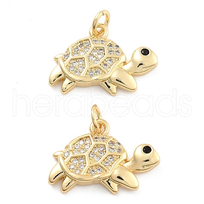 Brass Pave Clear Cubic Zirconia Pendants KK-U009-12H-G-1