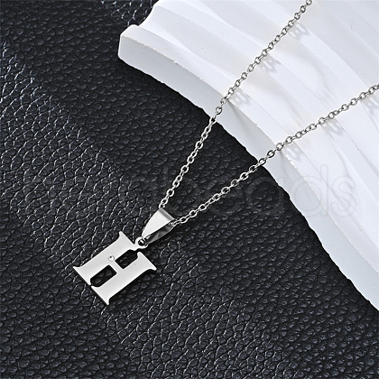 201 Stainless Steel Crystal Rhinestone Initial Pendant Necklaces FS-WG28760-14-1