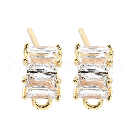 Brass Clear Cubic Zirconia Stud Earring Findings KK-A238-01A-G-1