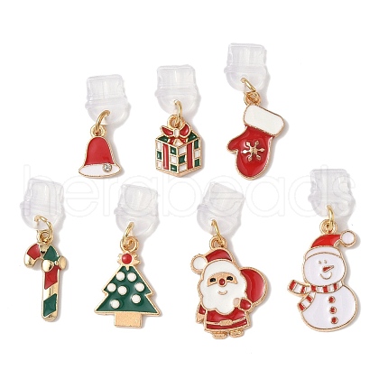 Christmas Theme Alloy Enamel Charm Mobile Straps HJEW-JM03451-1