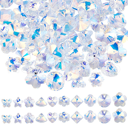 Beebeecraft 100Pcs 10 Styles  Electroplate Glass Charms EGLA-BBC0001-04-1