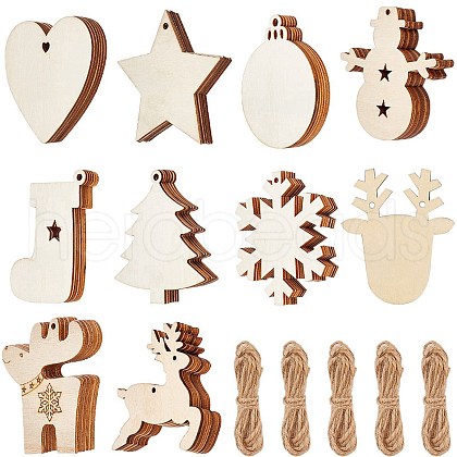 SUNNYCLUE Unfinished DIY Wooden Christmas Ornaments WOOD-SC0001-78-1