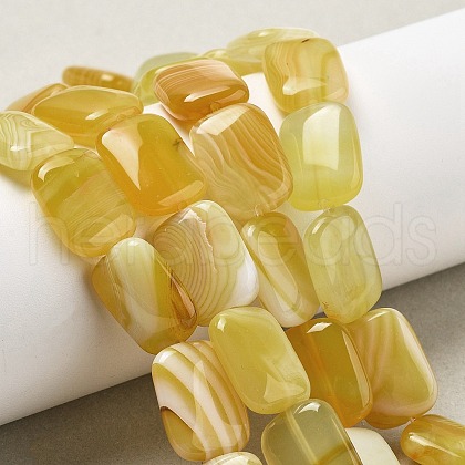 Natural Yellow Agate Beads Strands G-K392-B01-13x18mm-1