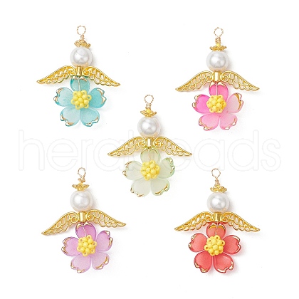 Handmade Glass Seed Beaded Angel Pendants PALLOY-MZ00764-1