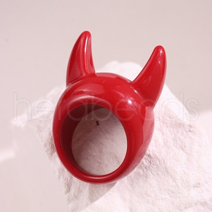 Devil Horn Resin Finger Rings FS-WG03E69-01-1