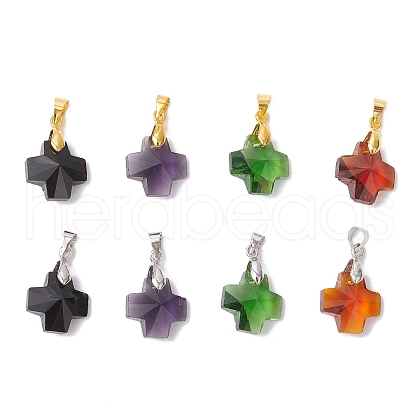 8Pcs 4 Colors Glass Charms PALLOY-JF03997-1