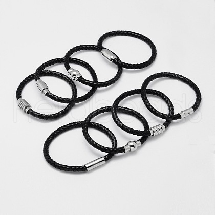 Mixed Braided Leather Cord Bracelets BJEW-I199-M-1