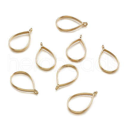 Rack Plating Alloy Teardrop Open Back Bezel Pendants PALLOY-TA0001-09G-1