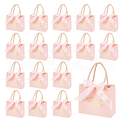Rectangle Paper Wrapping Handle Bags with Ribbon CARB-WH0001-07A-1