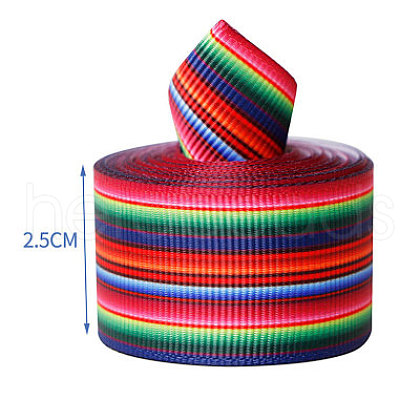 Stripe Pattern Printed Polyester Grosgrain Ribbon OCOR-TAC0009-01H-A-1