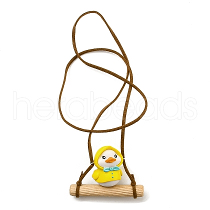 Cute Plastic Swinging Turban Duck Pendant Decorations HJEW-A009-01B-1