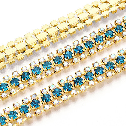 Iron Rhinestone Cup Chains CH-T006-04G-08-1