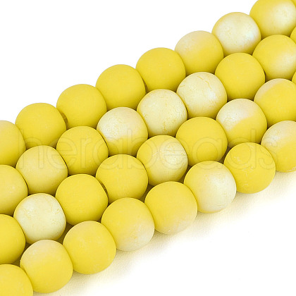 Frosted Opaque Glass Beads Strands GLAA-T032-P6mm-MBB16-1