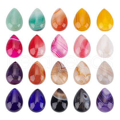 Natural Banded Agate/Striped Agate Cabochons G-FH0001-06-1