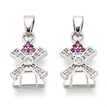 Brass Micro Pave Cubic Zirconia Pendants KK-N257-69P-1