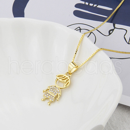 Brass Micro Pave Clear Cubic Zirconia Boy Pendant Necklaces FS-WGEEEEA-07-1