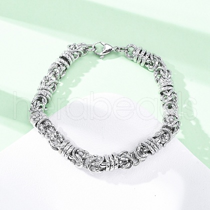 304 Stainless Steel Byzantine Chain Bracelets for Women Men BJEW-R018-14P-1