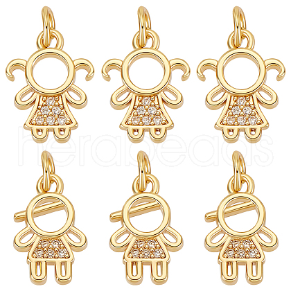 AHADERMAKER 10Pcs 2 Styles Brass Micro Pave Cubic Zirconia Charms KK-GA0001-55-1