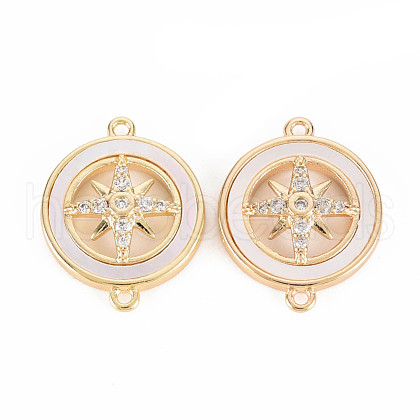 Brass Micro Pave Clear Cubic Zirconia Links Connectors KK-T062-177G-NF-1