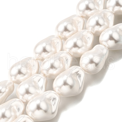 Electroplate Porcelain Imitation Pearl Beads Strands PORC-K009-01C-1