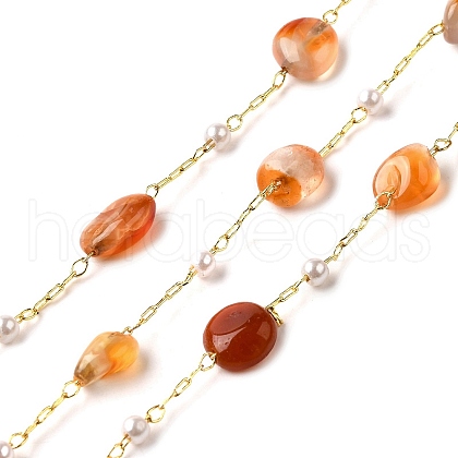 Handmade Natural Carnelian Nuggest Beaded Chains CHC-F020-04G-04-1